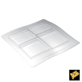 Bandeja de Plastico FoodPoker 4 Comp. 360x360 mm (1 Ud)