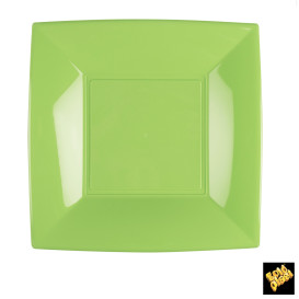 Prato Plastico Raso Verde Limão Nice PP 230mm (300 Uds)