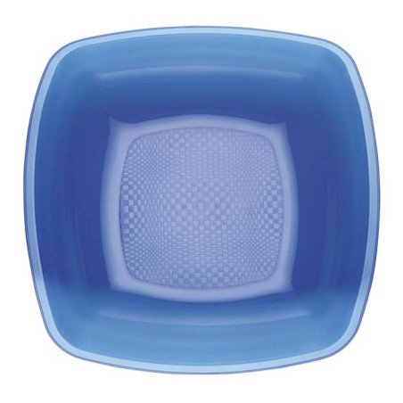 Prato Duro Reutilizável Fundo Azul Transp. "Square" PS 18cm (25 Uds)