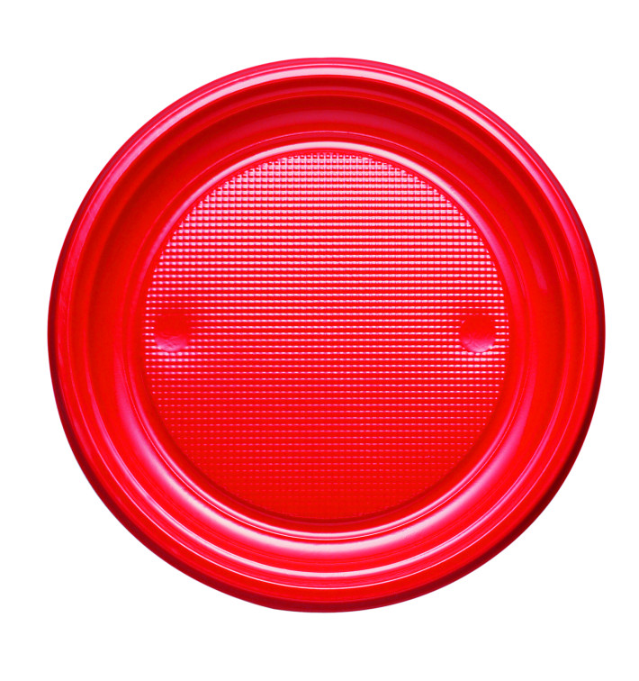 Prato Plastico PS Raso Vermelho Ø170mm (1100 Unidades)