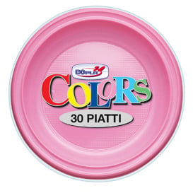 Prato Plastico PS Raso Rosa Ø220mm (30 Unidades)