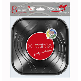 Tigela Plastico PP "X-Table" Preto 18x18cm (8 Uds)