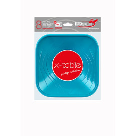 Tigela Plastico PP "X-Table" Turquesa 18x18cm (8 Uds)