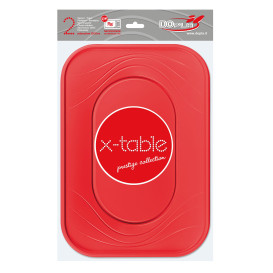 Bandeja Plastico "X-Table" Vermelho PP 330x230mm (2 Unidades)