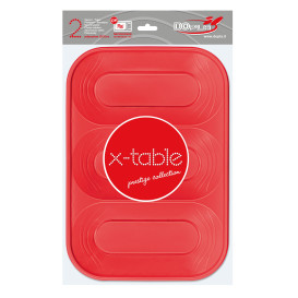 Bandeja Plastico "X-Table" 3C Vermelho PP 330x230mm (30 Unidades)