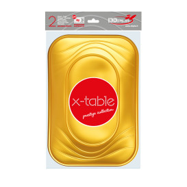 Bandeja Plastico PP "X-Table" Ouro 330x230mm (60 Unidades)