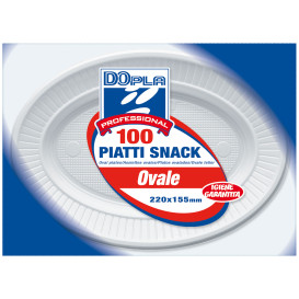 Prato Plastico PS Oval Raso Branco (1000 Unidades)