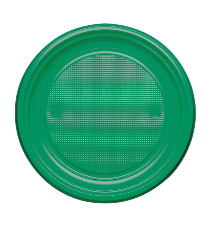 Prato Plastico PS Raso Verde Ø220mm (780 Unidades)