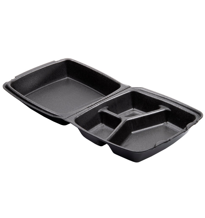 Embalagem Foam LunchBox 3C. Preto 210x200mm (100 Uds)