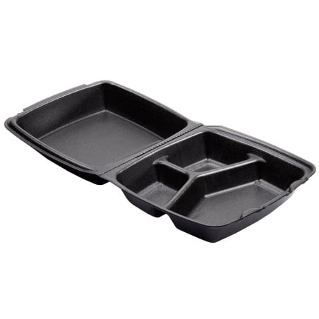 Embalagem Foam LunchBox 3C. Preto 210x200mm (100 Uds)