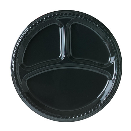 Prato Plastico Party Raso PS Preto 3C Ø260 mm (25 Unidades)