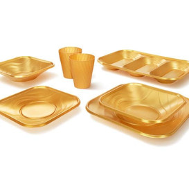 Bandeja Plastico PP "X-Table" Ouro 330x230mm (60 Unidades)