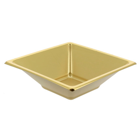 Tigela de Plastico PS Quadrada Ouro 12x12cm (25 Uds)