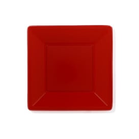 Prato Raso Quadrado Plástico Vermelho 170mm (300 Uds)