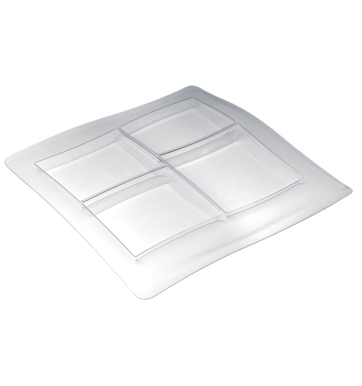 Bandeja de Plastico FoodPoker 4 Comp. 360x360 mm (1 Ud)