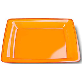 Prato Plastico Rigido Quadrado Laranja 22,5x22,5cm (72 Uds)