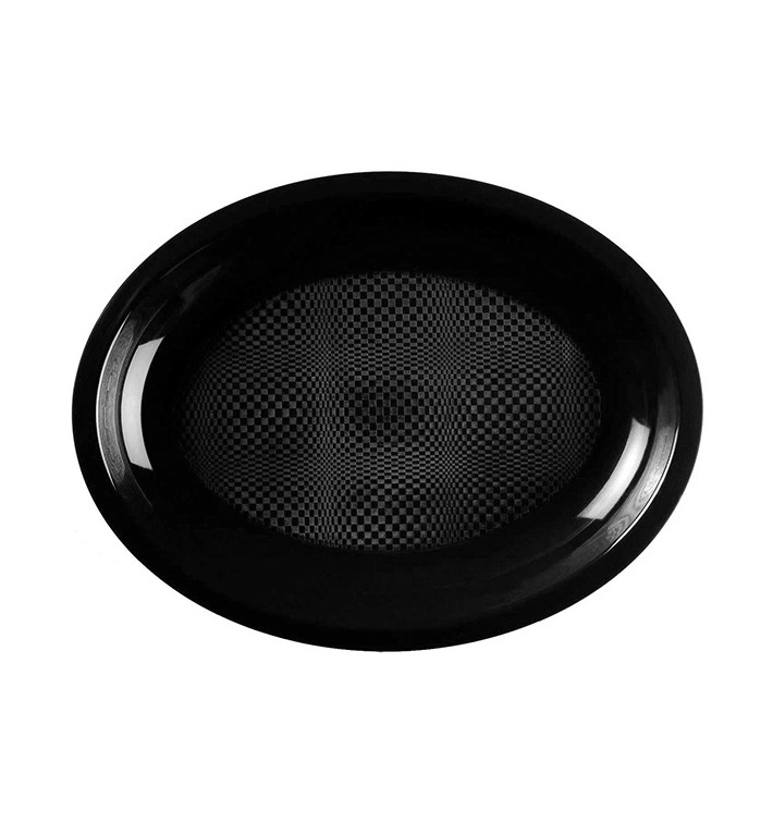 Bandeja de Plastico Oval Preto Round PP 315x220mm (25 Uds)