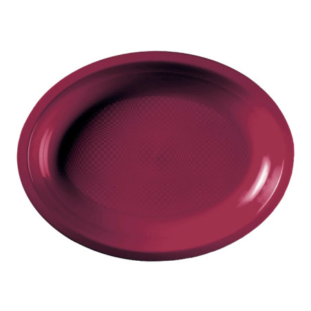 Bandeja Dura Reutilizável Oval Bordeaux "Round" PP 25,5x19cm (50 Uds)