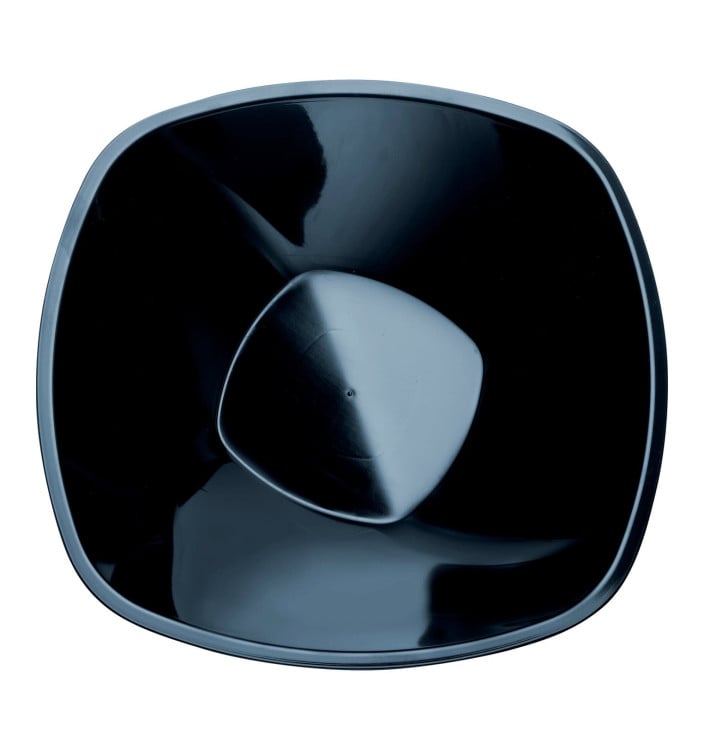 Tigela de Plastico PP "Square" Preto 1250ml Ø21cm (3 Uds)