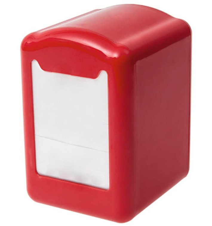 Dispensador Guardanapos Plastico Vermelho Miniservis 17x17 (12 Uds)