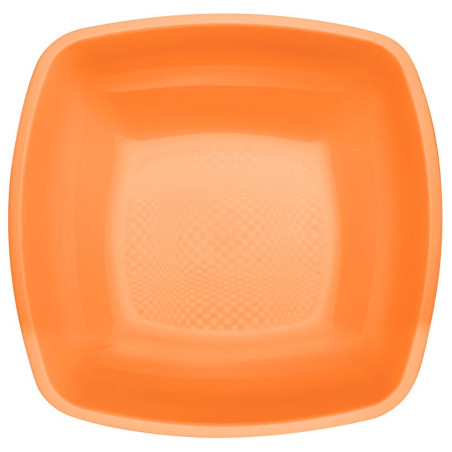 Prato Duro Reutilizável Fundo Laranja "Square" PP 18cm (25 Uds)