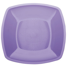 Prato Plastico Raso Lilas Square PP 180mm (300 Uds)