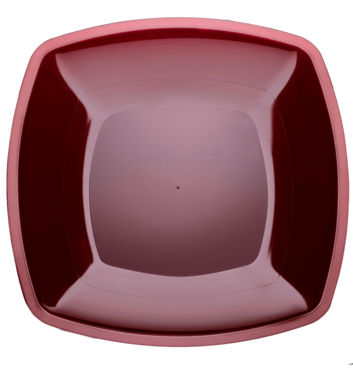 Prato Plastico Raso Bordeaux Square PS 300mm (12 Uds)