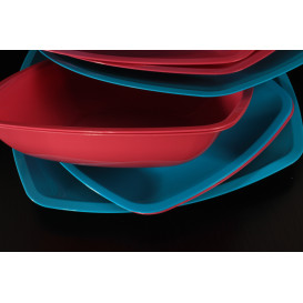 Prato Plastico Raso Vermelho Transp. Square PS 300mm (12 Uds)