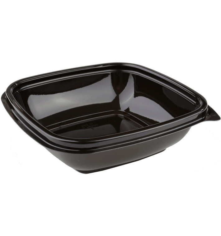 Tigela Plastico Quadrado Preto PET 250ml 125x125x40mm (50 Uds)