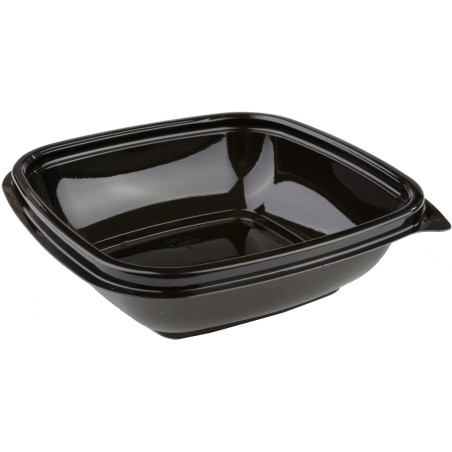 Tigela Plastico Quadrado Preto PET 250ml 125x125x40mm (500 Uds)