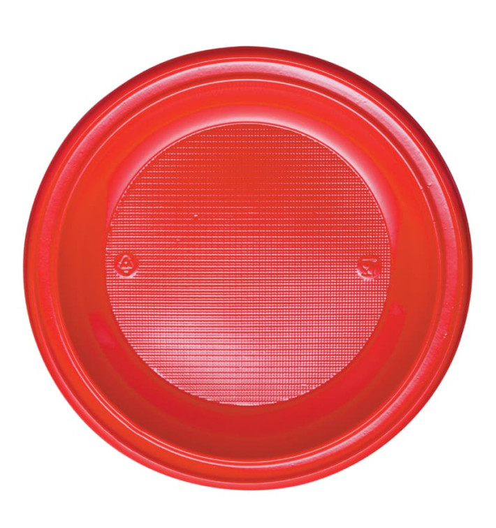 Prato Plastico PS Raso Vermelho Ø280mm (10 Unidades)