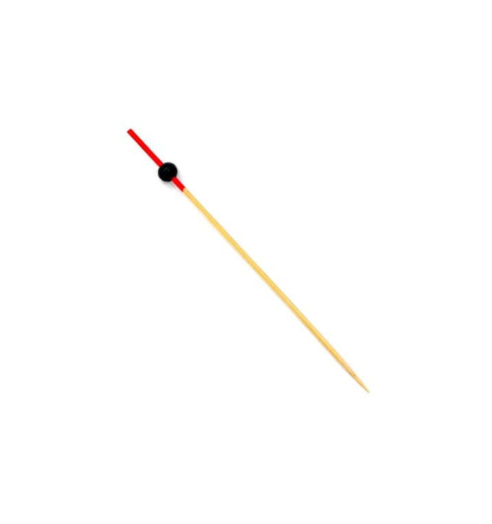 Pick Bambu "Bola" Vermelho e preto 120mm (200 Unidades)