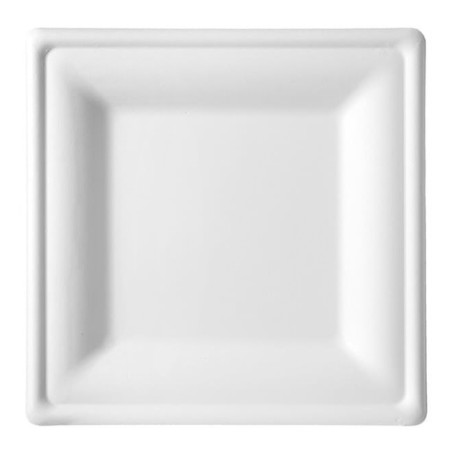 Prato Quadrado Bio cana-de-açúcar Branco 20x20cm (1000 Uds)