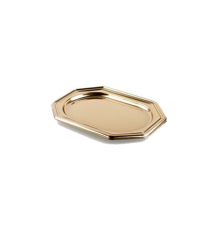 Bandeja Plastico Luxo Octog. Ouro 36x24 cm (5 Uds)