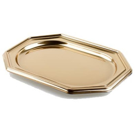 Bandeja Plastico Luxo Octog. Ouro 36x24 cm (50 Uds)