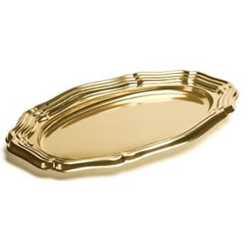 Bandeja Plastico Luxo Oval Ouro 46x30 cm (50 Uds)