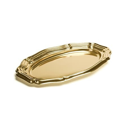 Bandeja Plastico Luxo Oval Ouro 58x30 cm (50 Uds)