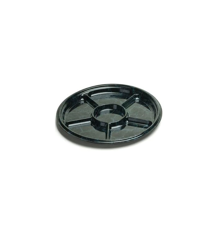 Bandeja Plastico Luxo 6 Compart. Marmore 40cm (50 Uds)