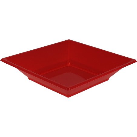 Prato Fundo Quadrado Plástico Vermelho 170mm (300 Uds)