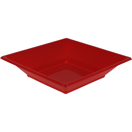 Prato Fundo Quadrado Plástico Vermelho 170mm (750 Uds)