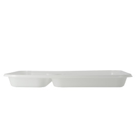 Bandeja de Plastico PS Branco 2C 270x180mm (50 Uds)