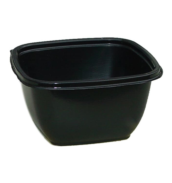 Tigela Plastico Quadrado Preto PET 375ml 125x125x50mm (500 Uds)