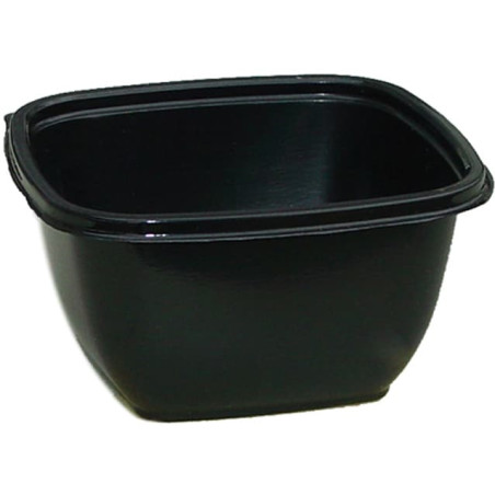 Tigela Plastico Quadrado Preto PET 375ml 125x125x50mm (500 Uds)