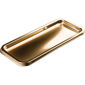 Bandeja Plastico Luxo Retang.Ouro 35x16cm (50 Uds)