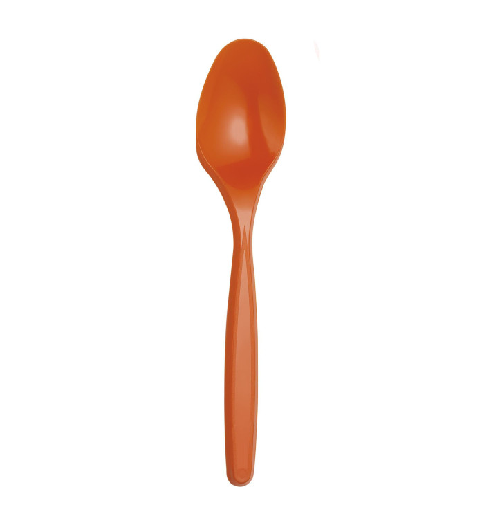 Colher de Plastico Laranja PS 120mm (40 Uds)