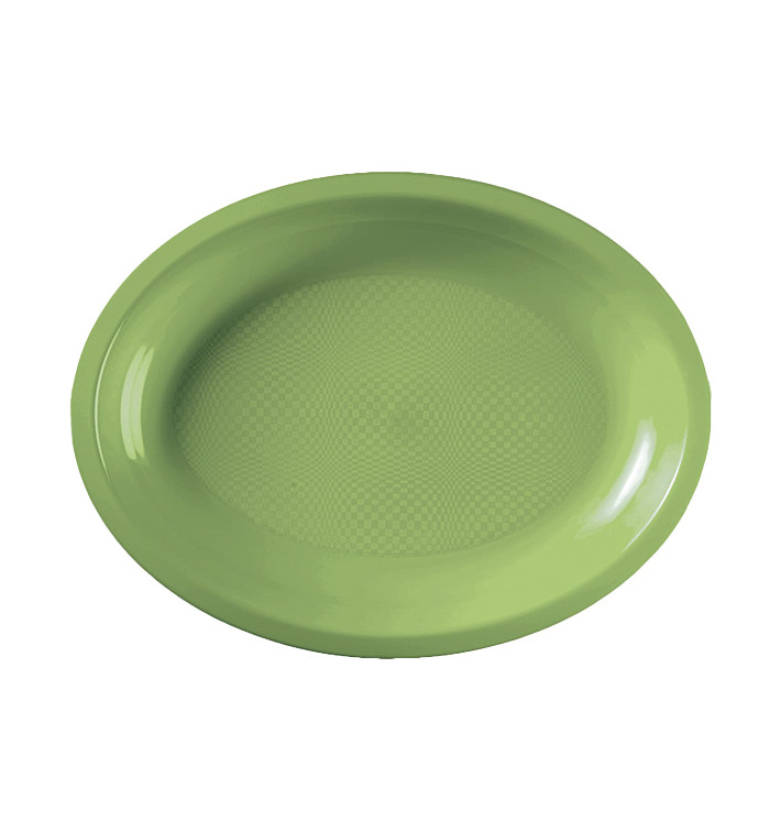 Bandeja de Plastico Oval Verde Limão Round PP 255x190mm (600 Uds)