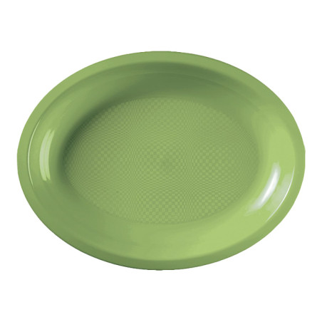 Bandeja Dura Reutilizável Oval Verde Limão "Round" PP 25,5x19cm (600 Uds)