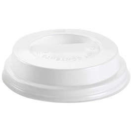 Tampa Perfurada Copo Branco 12, 16 e 20 Oz Ø8,9cm (100 Uds)