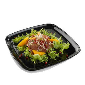 Bandeja Plastico Rigido Quadrada Preto 27x27cm (25 Uds)