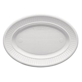 Prato Plastico PS Oval Raso Branco (1000 Unidades)